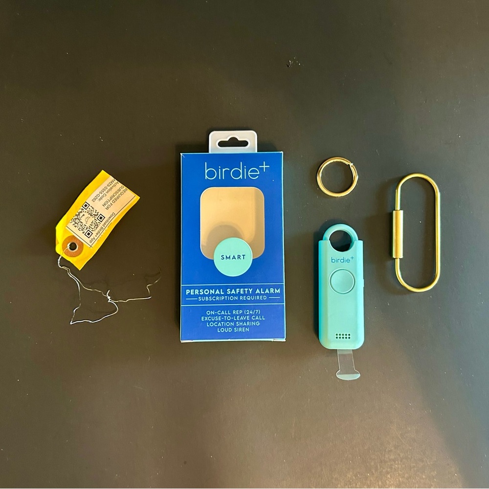 New in box Birdie+ Personal Safety Alarm in Aqua blue